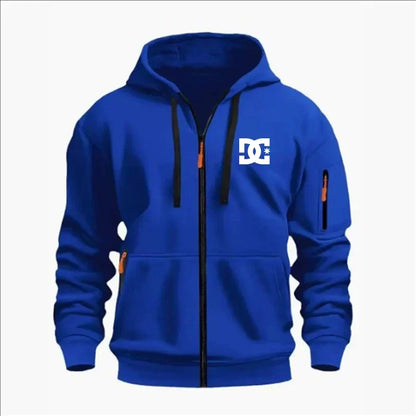 Spring and Autumn Men's Casual Sports Hoodie, Fashionable Arm Pocket Drawstring Hoodie Men's Loose Long-sleeved Shirt Pullover