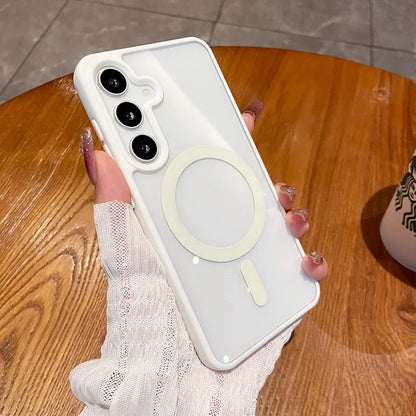 For Magsafe Wireless Charge Case for Samsung Galaxy S26 S25 FE S22 S23 Plus S24 Ultra Clear Shockproof Magnetic Bumper Cover
