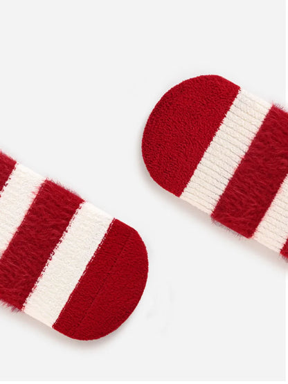 2025 New Year Baby Winter Thicken Socks Kids Cute Stripe Color Matching Warm Floor Socks Children Girls Fleece Padded Socks