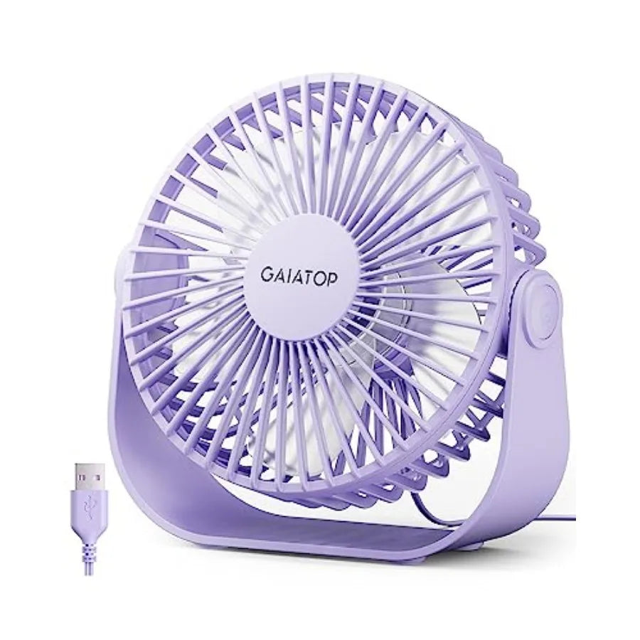 USB Desk Fan, 3 Speeds Strong Airflow, 5.5 Inch Portable 90° Rotate Quiet Cooling, Small Personal Table Fans for Bedroom Home O