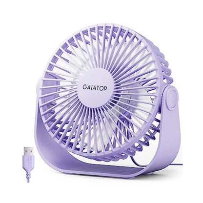USB Desk Fan, 3 Speeds Strong Airflow, 5.5 Inch Portable 90° Rotate Quiet Cooling, Small Personal Table Fans for Bedroom Home O