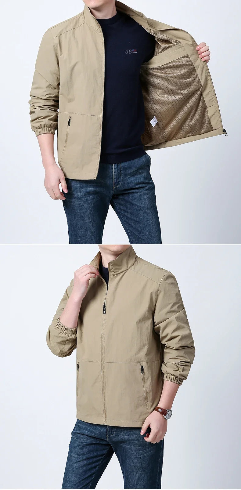 Men's Lightweight Packable Windbreaker Jacket 100% Polyamide Nylon Breathable Outdoor Sports Sun Protection Coat 2026