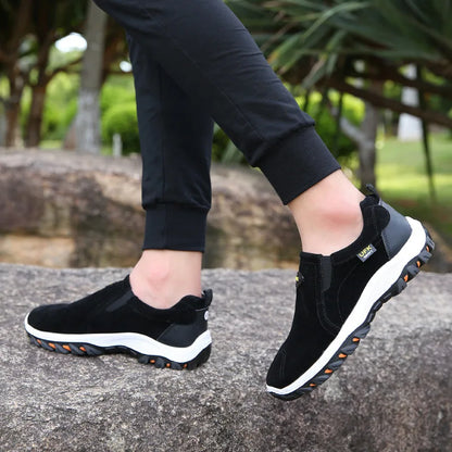 New Casual Shoes Men Sneakers Outdoor Walking Shoes Loafers Autumn Slip On Suede Leather Male Footwear Plus Size 48 49 50 MSH004