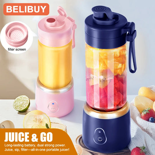 Portable Electric Blender - 600ML USB Rechargeable Fruit Mixer  Smoothie Maker