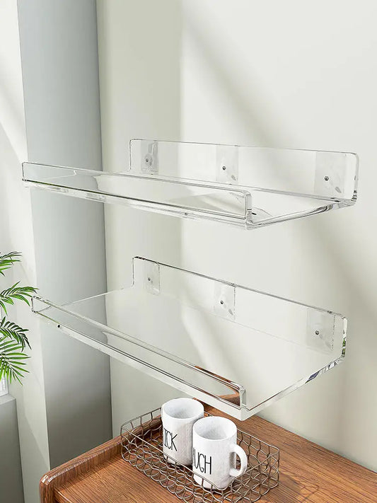 Acrylic Wall Storage Rack - No Drill Bathroom  Kitchen Organizer with Strong Adhesive