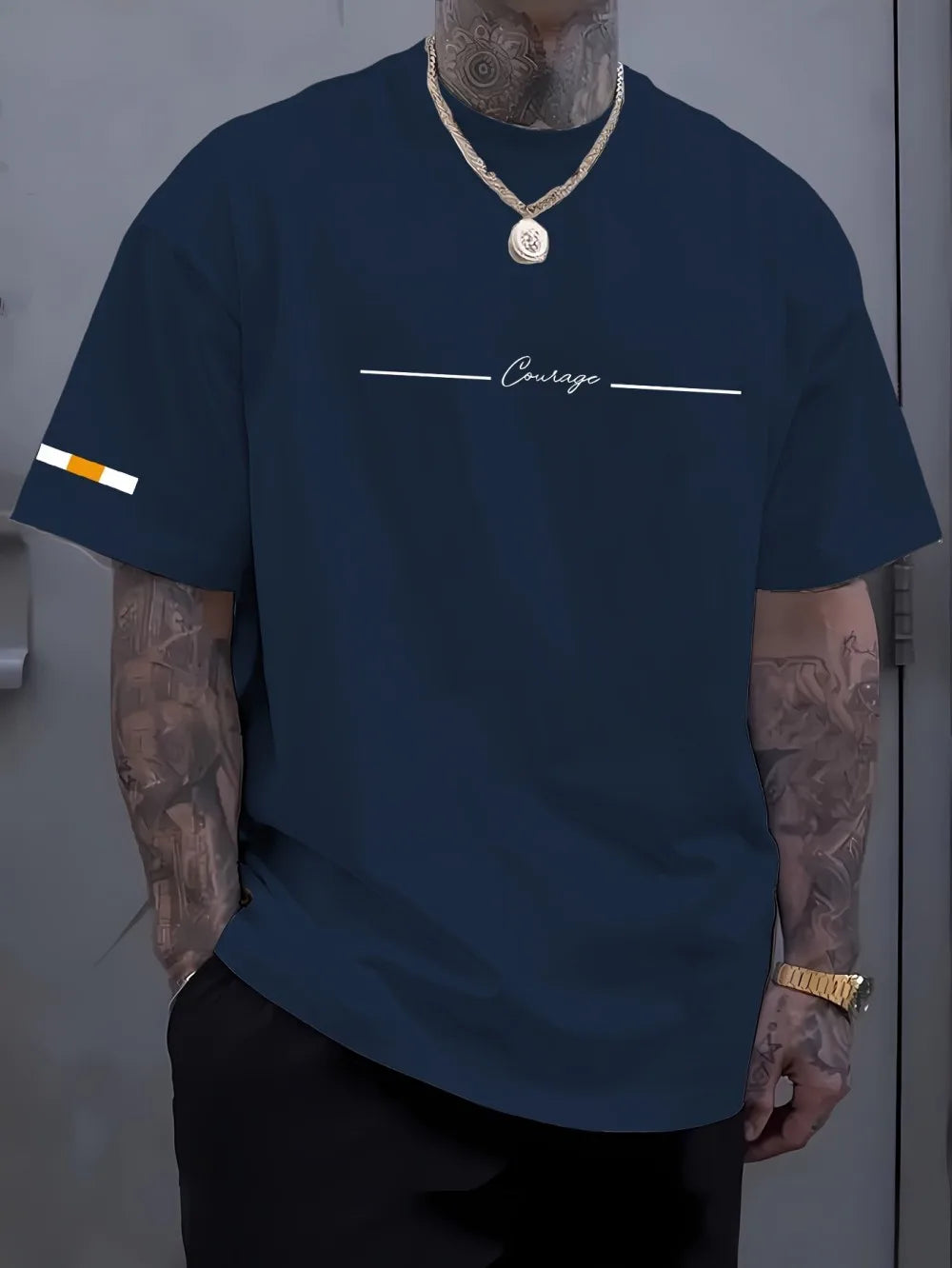 Men's Breathable T-Shirt - Summer Casual Top With Striped Printed Tee Design