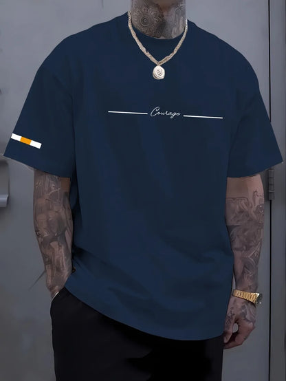 Men's Breathable T-Shirt - Summer Casual Top With Striped Printed Tee Design