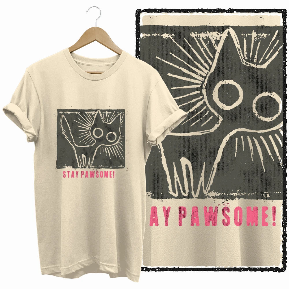 COOLMIND BEIGE cat print exclusive graphic 100% cotton women T shirt big size loose cotton cat lover women tshirt LOVELY cat tee