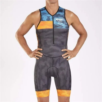 Men Cycling Jersey – Sleeveless Triathlon Cycling Wear with Breathable Shock Proof Pad