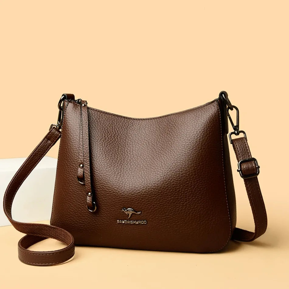 Pu Leather Handbag | Casual Female Tote With Interior Zipper Pocket & No Zipper Closure