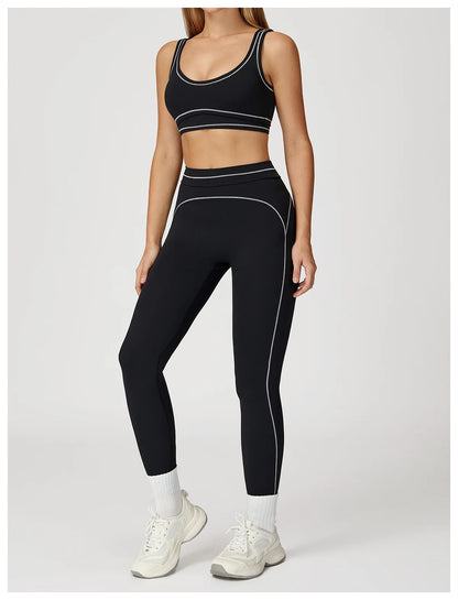 Fitness Suit 2PCS Yoga Set Women's Tracksuit Sports Outfits Gym Running Push Up Sportswear Legging Athletic Wear Workout Clothes