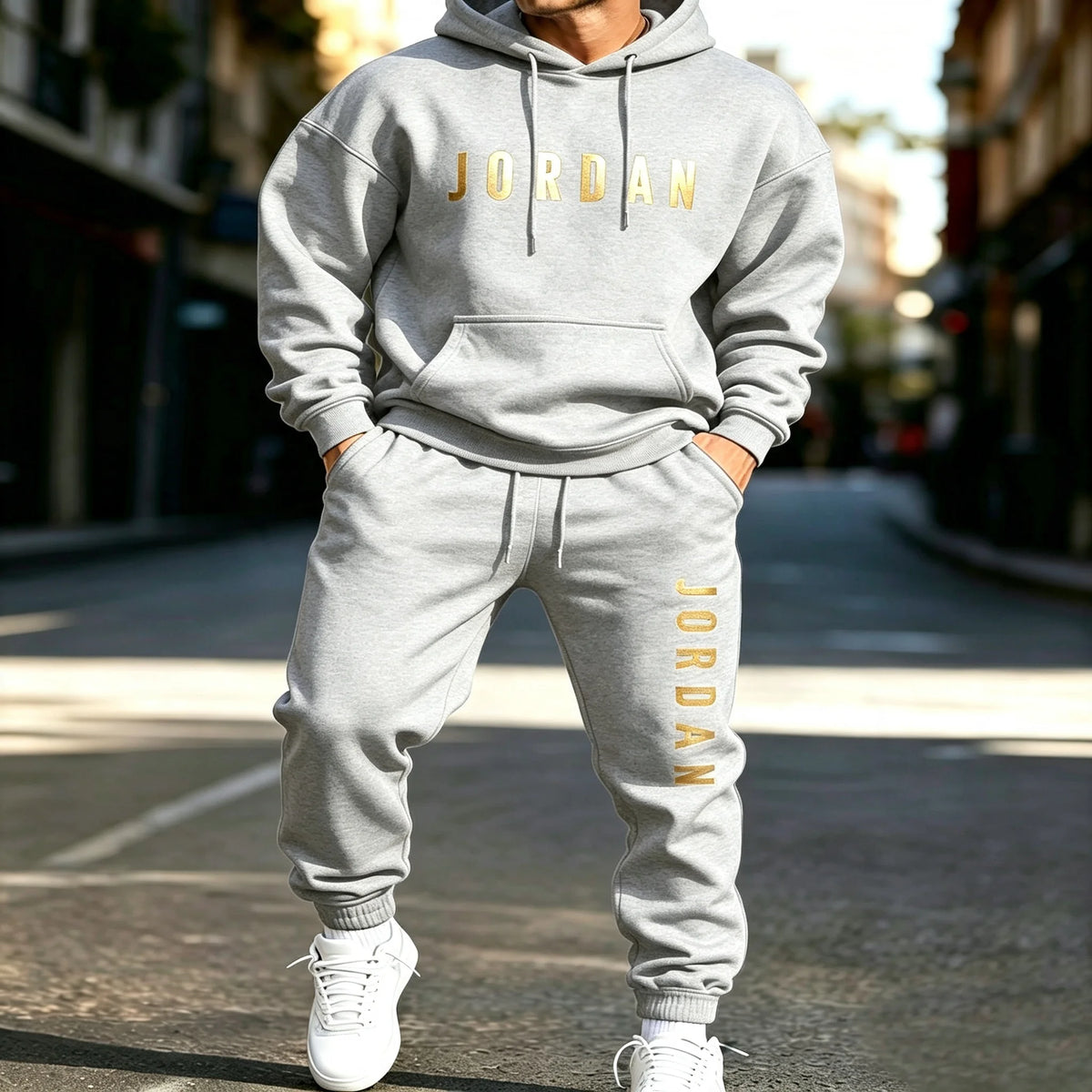 2 piece set man outfit Men's printed sports suit hoodie and sweatpants two-piece set suitable for casual sports street wear
