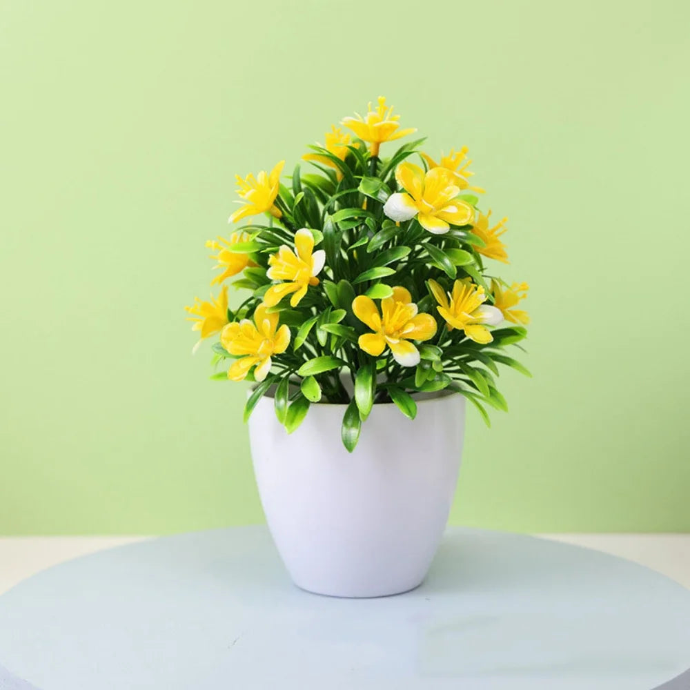 Artificial Bonsai Plant - Small Potted Flower Ornament for Home Wedding Office Decor