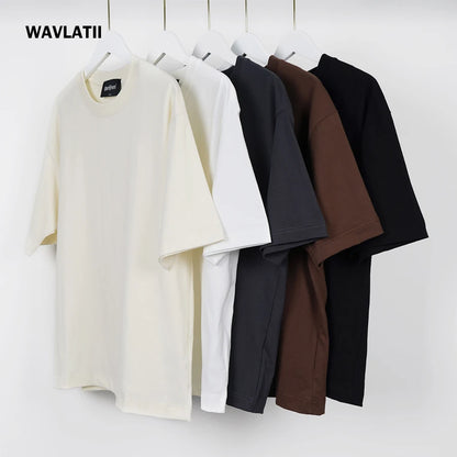 WAVLATII Oversized White Black T shirt for Women Fashion Female Casual Plus Size Tees Lady Summer Streetwear Tops WT2599