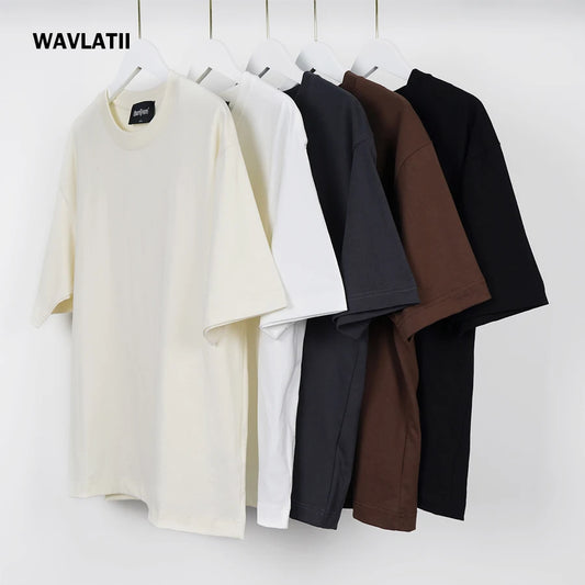 WAVLATII Oversized White Black T shirt for Women Fashion Female Casual Plus Size Tees Lady Summer Streetwear Tops WT2599
