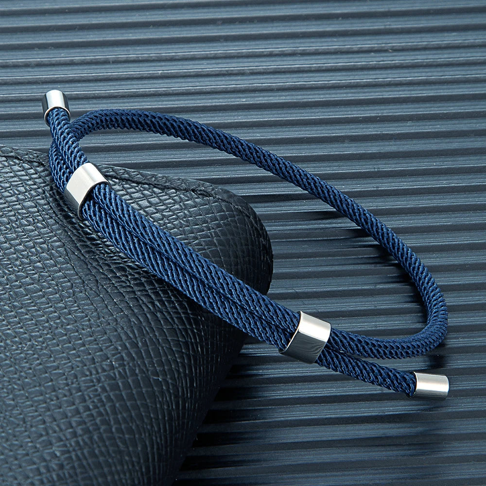 MKENDN Simple Style Men Women Bracelet 3mm Durable Marine Rope With Polished Steel Closure Jewelry Summer Beach Gifts