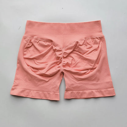 Women Gym Shorts - High Waisted Seamless Workout Shorts With Scrunch Butt Design