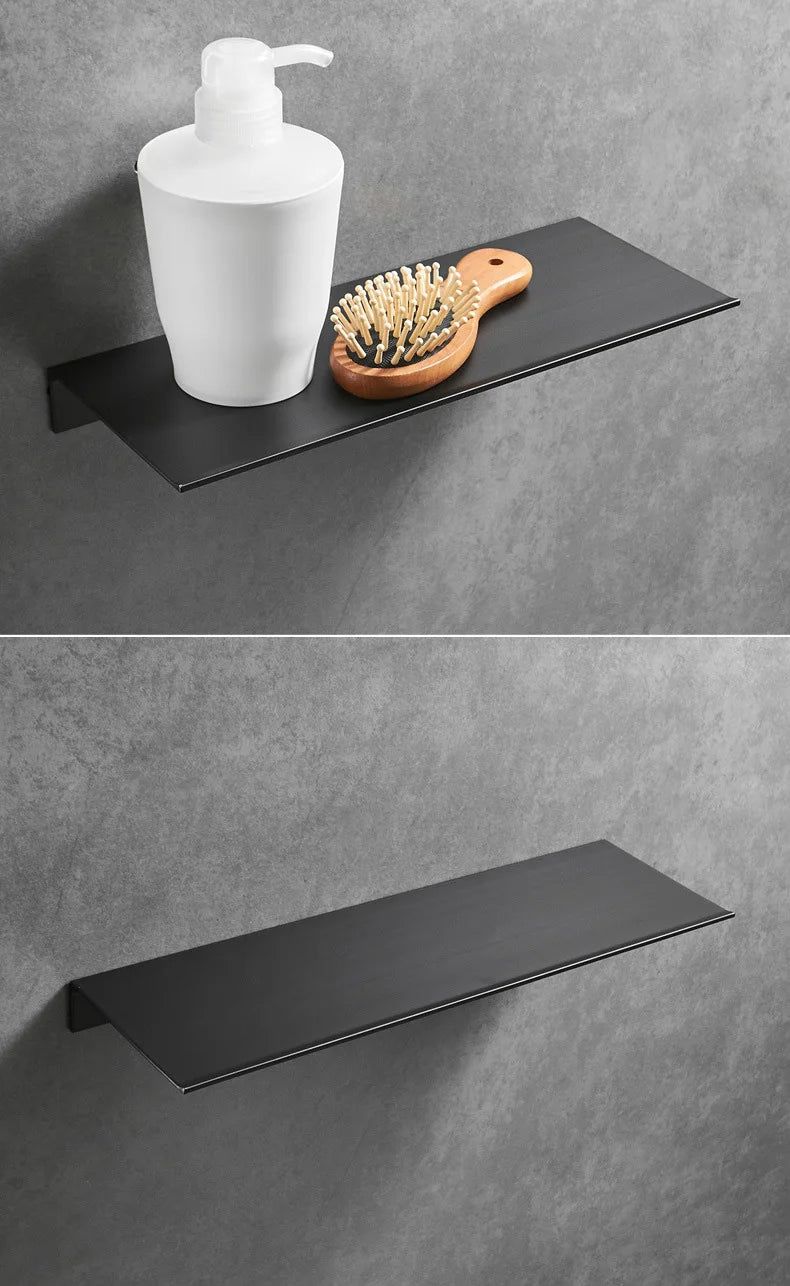 Modern Brushed Gold Bathroom Shelf - 30-50cm Wall Storage Rack