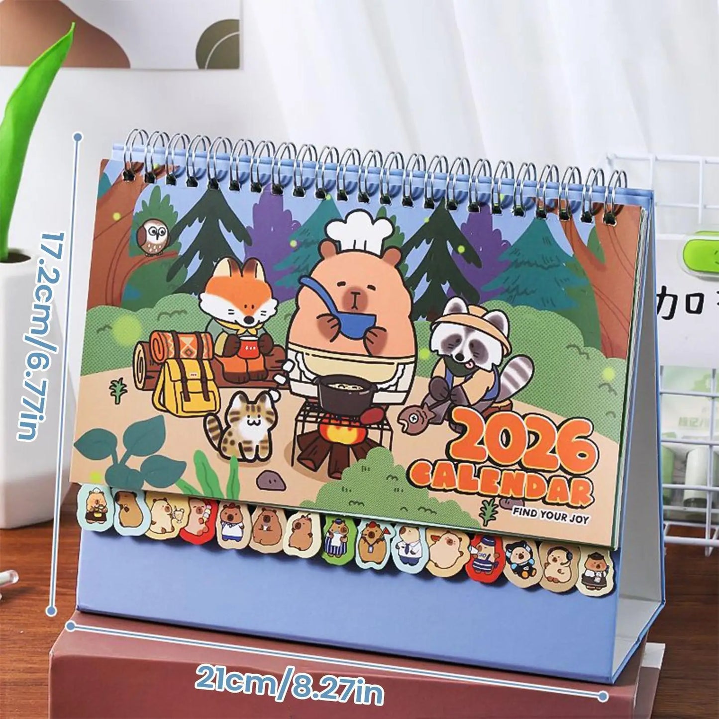 Small Desktop Calendar 2026 Cartoon Capybara Schedule Organizer 12 Months Stand Up Calendar for Friends Family School Workplace