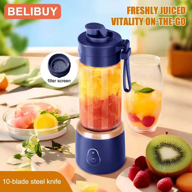 Portable Electric Blender - 600ML USB Rechargeable Fruit Mixer  Smoothie Maker