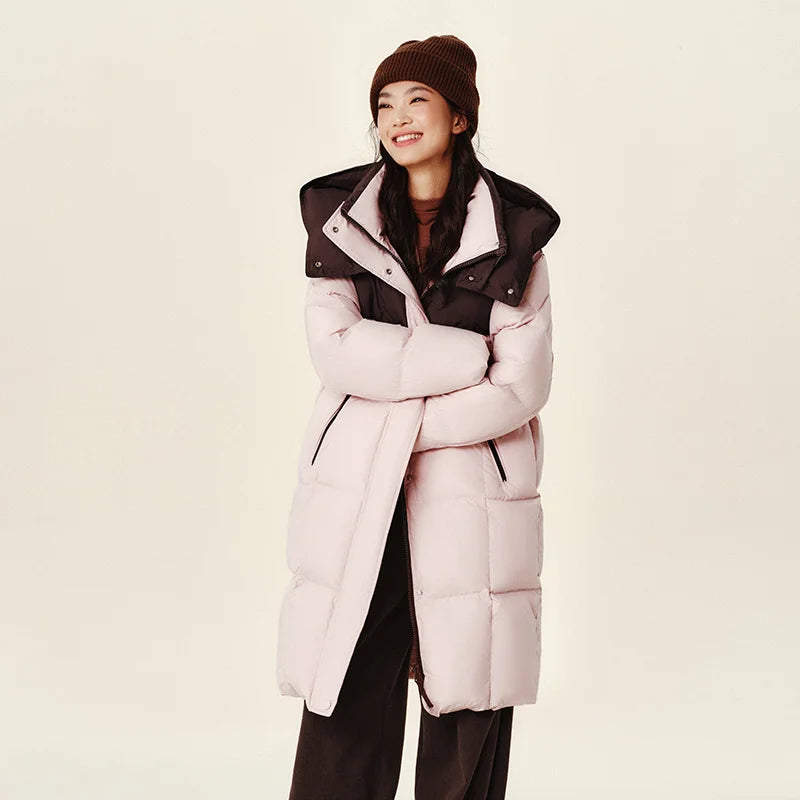 Semir Down Jacket Women Long Length Waterproof Oil-proof Stain-proof 2026 New Winter Detachable Hooded Winter Clothing Coats