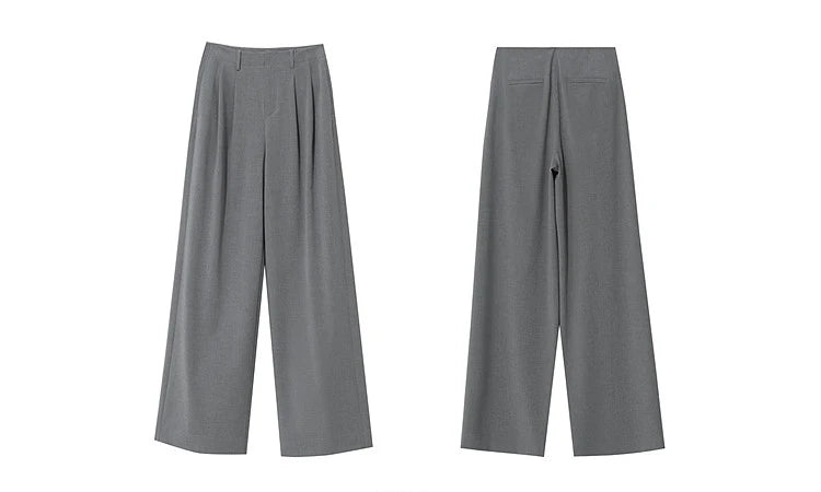 Amii Minimalism Women' S Pants 2026 Spring New Versatile Pleated Loose Wide-leg Pants Solid Color Casual Basic Trousers 12641076