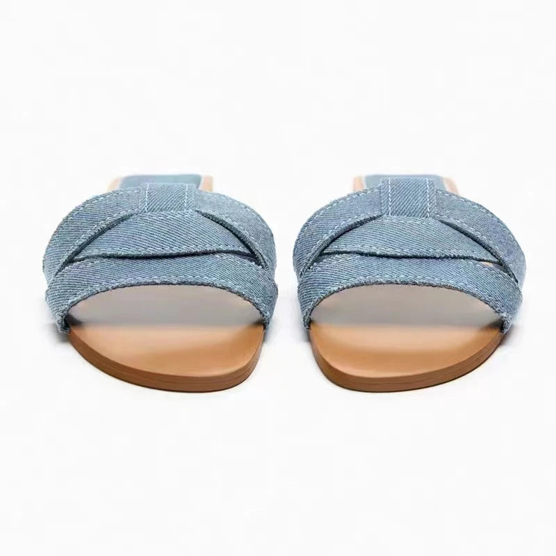 Summer Women Slippers Fashion Outdoor Casual Breathable Flat T-shape Soft Comfortable Heels Shoes Open Toe Sandals Slides Women