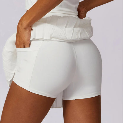 VITALINOVO Women's High Waisted Pleated Tennis Skirts with Pockets Tummy Control Casual Liner Skorts A Line Workout Golf Skirts