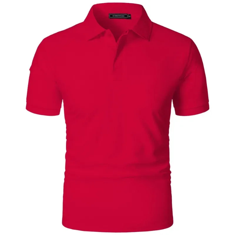 New Mens Short Sleeve T Shirt Sports Tennis Polo Shirt Summer Oversized Breathable Shirts Button Moisture-Wicking Streetwear