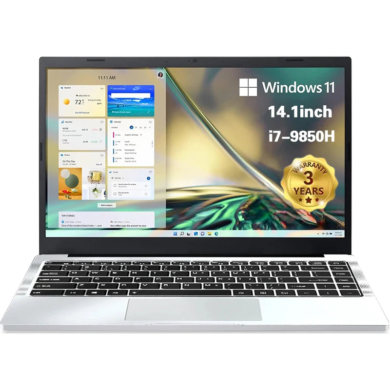 2026 Intel Core i7 9850H Atom A3950 Portable Laptop Computer 14.1" HD Gaming Laptops Windows 11 Pro SSD 2TB RAM 16GB PC Notebook