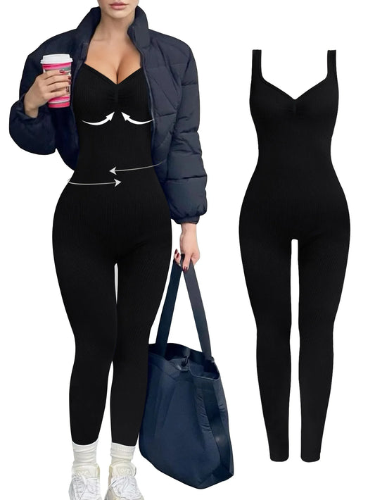 Yoga Jumpsuits - Women's Seamless Solid Color Tummy Control Romper