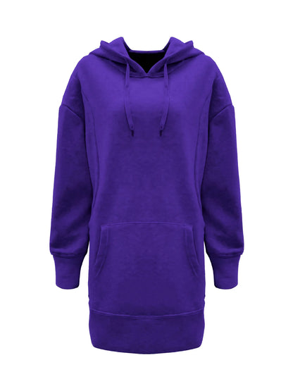 Oversized Hoodie Dress Women Loose Long Sleeve Pocket Drawstring Sweatshirt Dress Casual Streetwear Daily Wear Warm Pullover