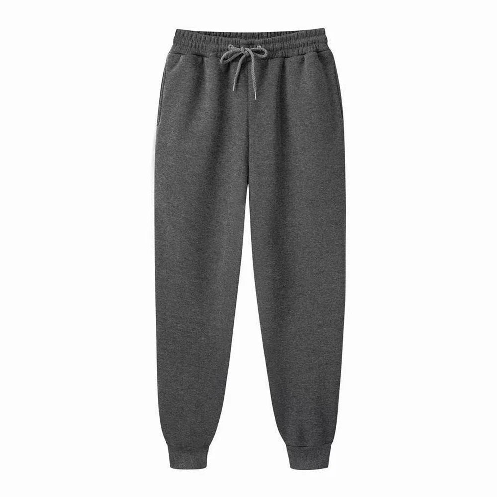 Mens Casual Pants Autumn Winter Fleece Sweatpants Men Running Jogger Sports Gym Trousers Fashion Solid Color Workout Long Pants