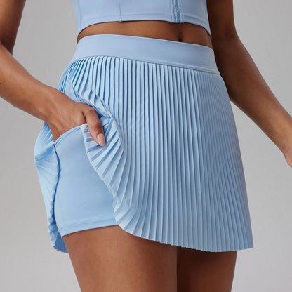 New Summer High-waist Tennis Skirt for Women's Organ Pleated Skirt for Anti-light Speed Drying Running Sun Protection Skirt