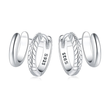 Orstarry S925 Sterling Silver Square Chain With Stone Inlaid Earrings Hoop Earrings For Women Jewelry Original Party Trendy Gift