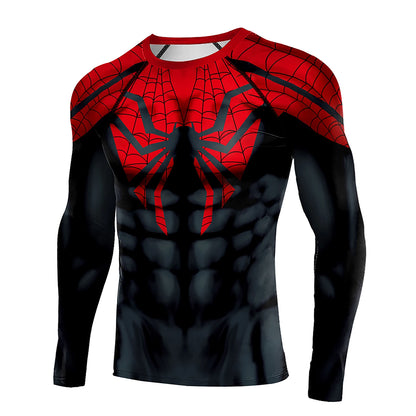 Mens Long Sleeve Spider-Man Compression Shirt - Superhero Cosplay Fitness Top - ZOOMNSTORE