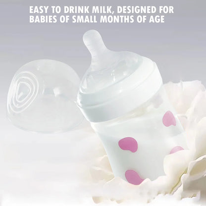 180ML/270ML cute cow shaped anti bloating baby PP bottle without handle, silicone replacement nipple available for sale