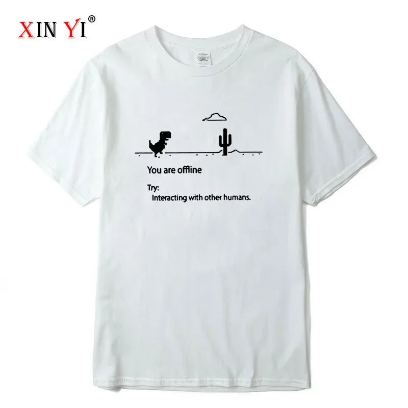 Men's High Quality Cotton Blend Funny Dinosaur Print T Shirt Loose O-neck Men Tshirt Short Sleeve T-shirt Male Tees Tops