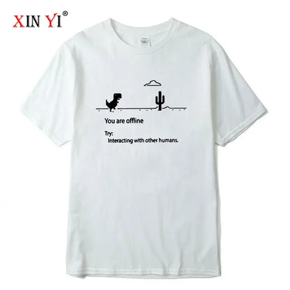 Men's High Quality Cotton Blend Funny Dinosaur Print T Shirt Loose O-neck Men Tshirt Short Sleeve T-shirt Male Tees Tops