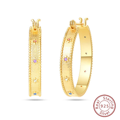 Silver Gold Pearl Earrings - 925 Sterling Silver Bee Star Moon Design Studs