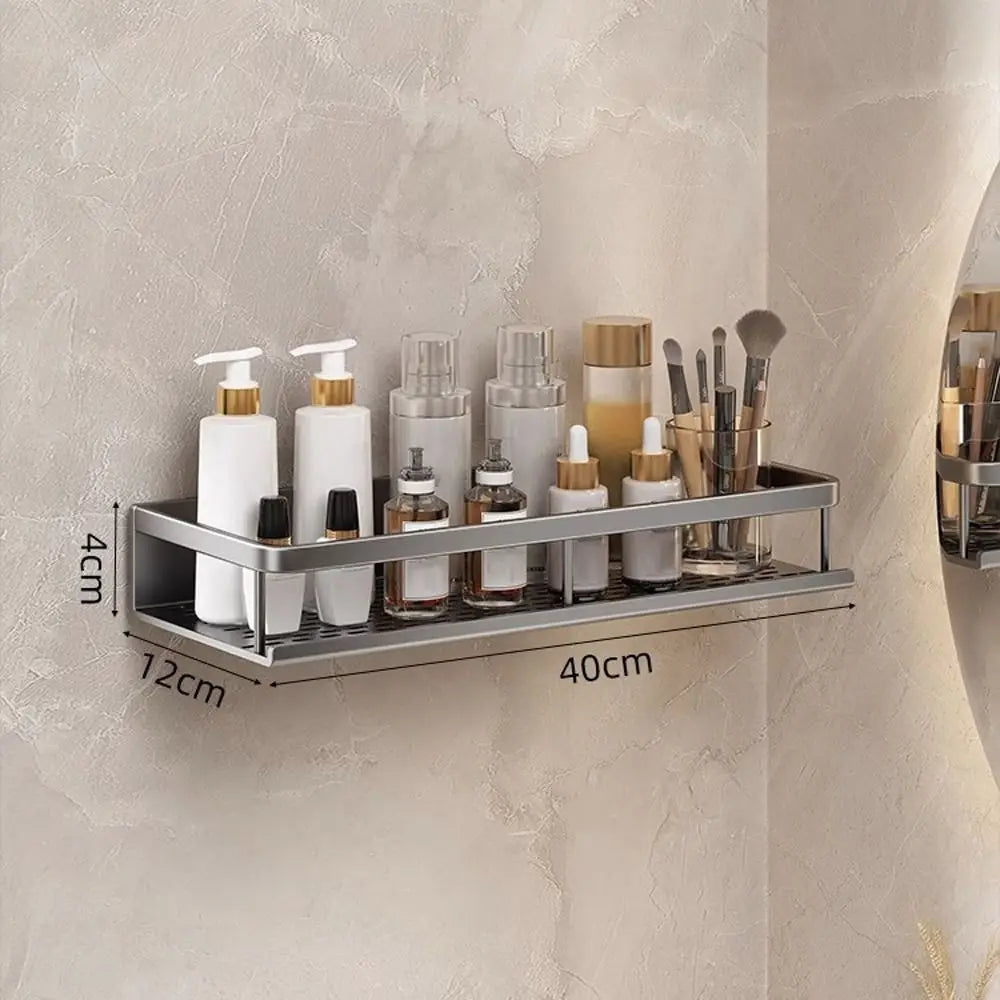 Aluminum Corner Shower Shelf - Wall-Mounted No-Drill Shampoo Storage Rack