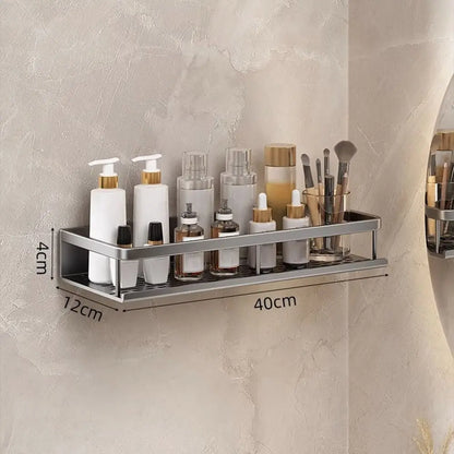 Aluminum Corner Shower Shelf - Wall-Mounted No-Drill Shampoo Storage Rack
