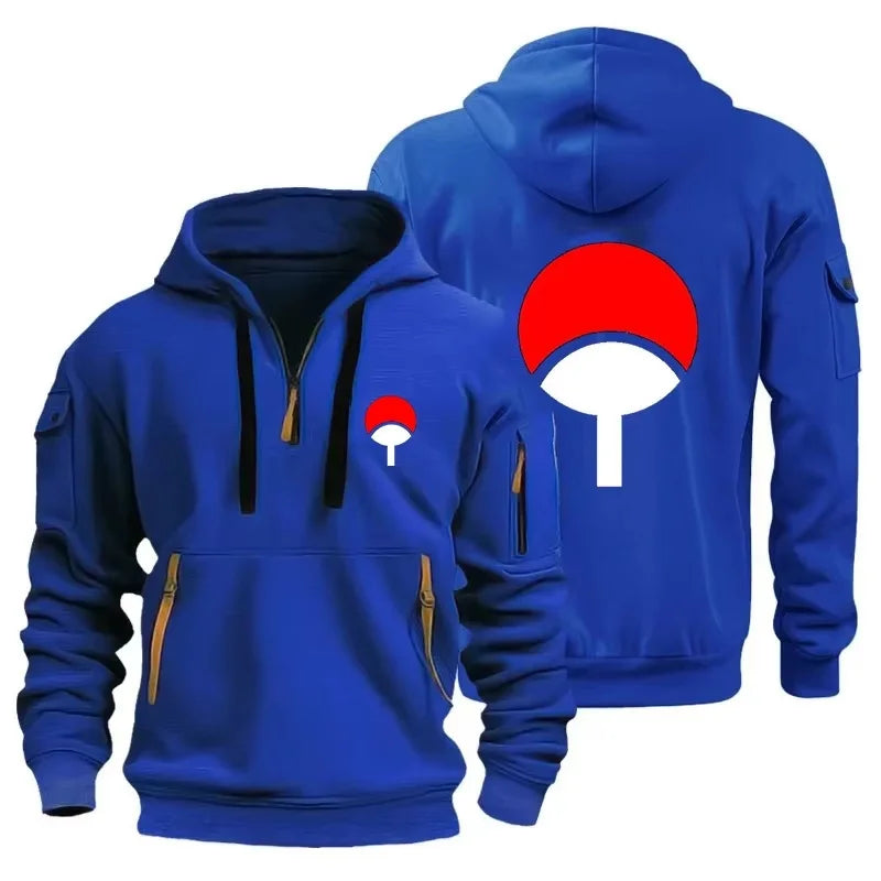 Naruto Anime Half Zipper Hoodie Casual Versatile Sweatshirt Comfortable Daily Fashion Zip-Up Sweatshirt for Fans