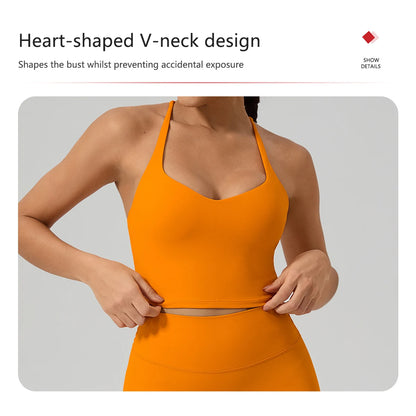 Hearuisavy Sports Tank Top Fitness Set 2Pcs Women Cross-Back Quick Dry Workout Vest Breathable High Waisted Tight Yoga Shorts