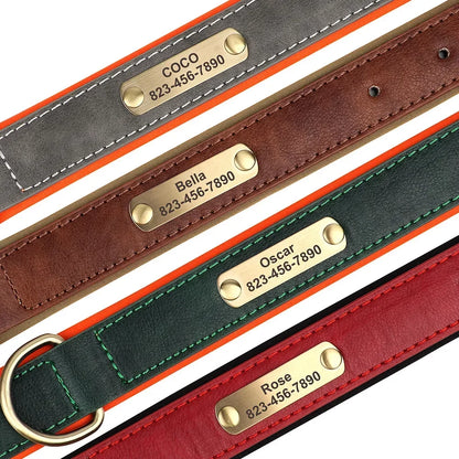 Personalized Leash Custom Dog Collar PU Leather Pet Dog Tag Collars Free Engraved Nameplate For Small Medium Large Dogs Pitbull