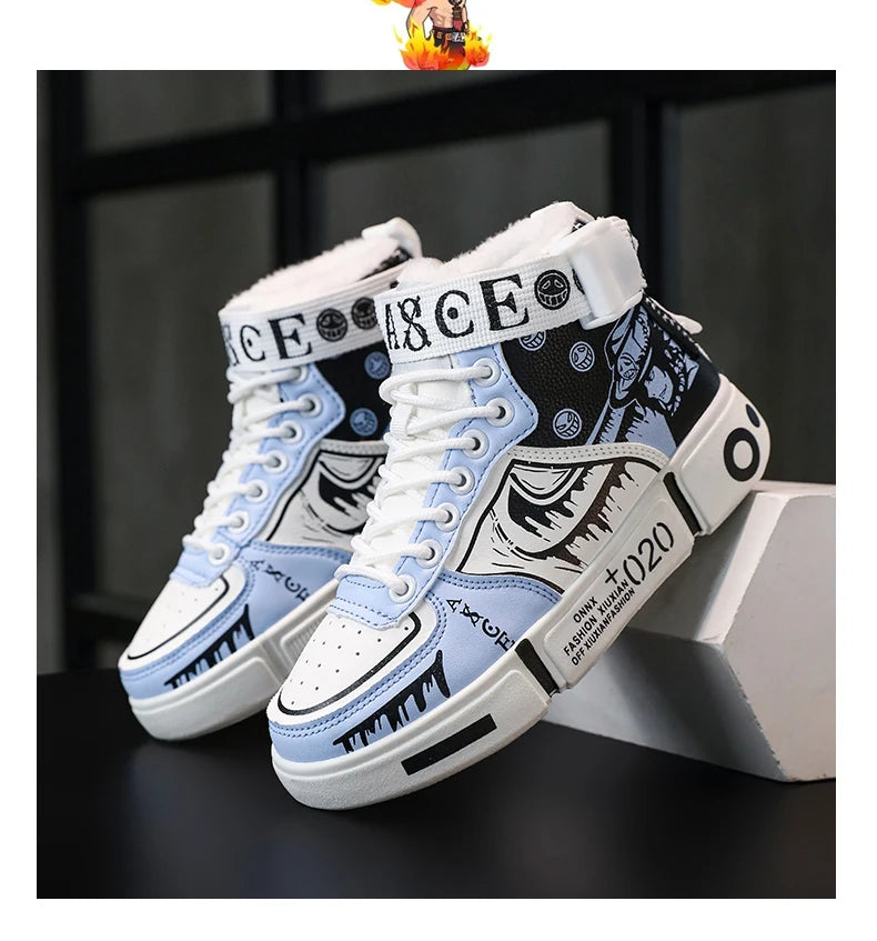 Boys High-Top Sneakers – Waterproof Leather Upper Shoes With Buckle Strap 2025 Autumn Winter