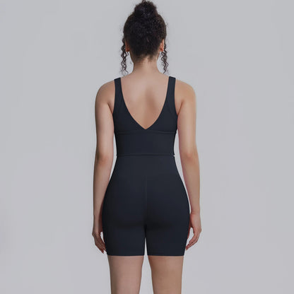 Solid Color Summer Yoga Set Woman's Sexy Backless Yoga Underwear with Chest Pad Quick-Dry Hip Push Up Fitness Shorts Sportswear