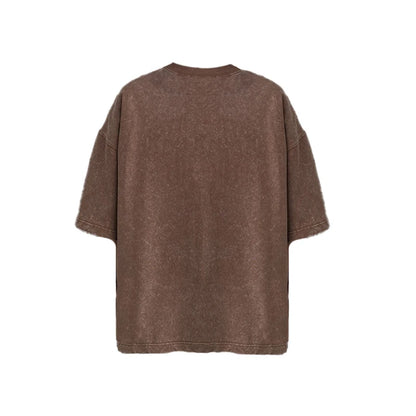 Acid Washed T-Shirt - Men's Streetwear Tee With Bamboo Leaf Print | Oversized Loose Fit