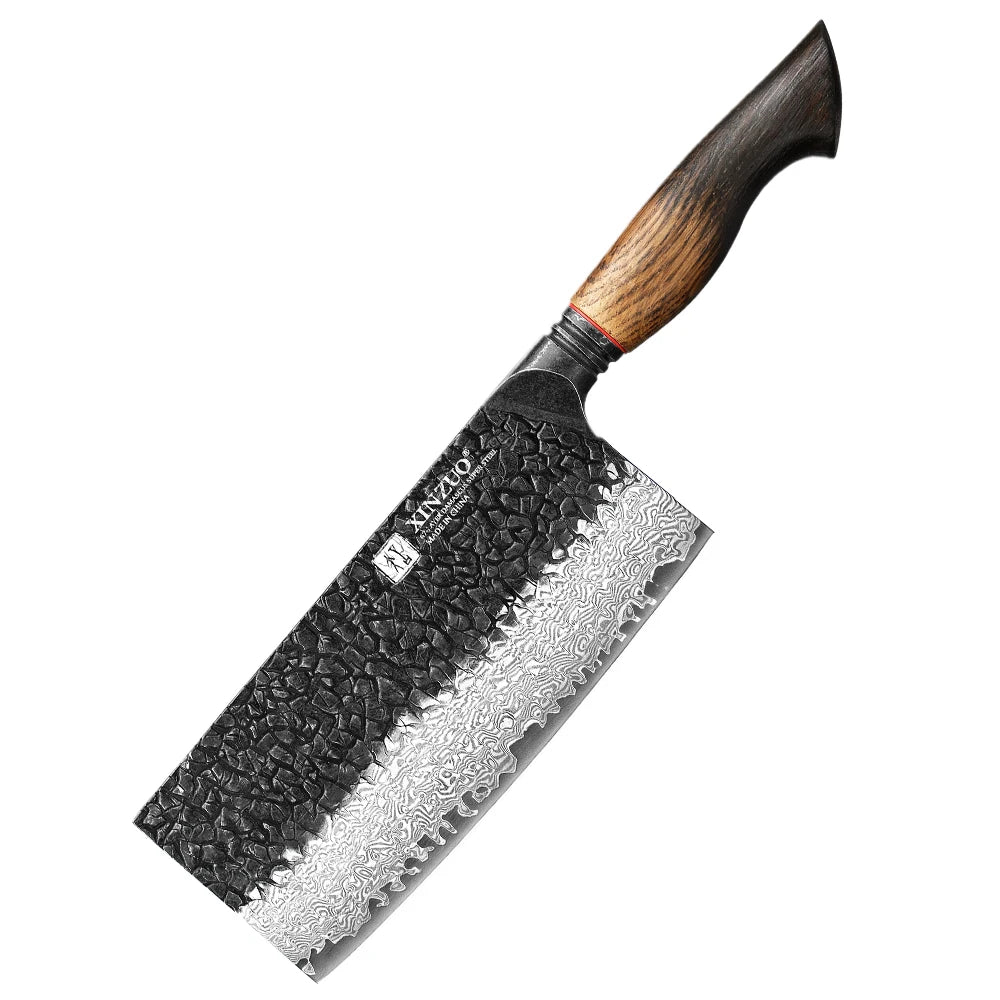 Damascus Knife Set - 67-Layer Steel with White Oak  Red G10 Handles 1-6 Pieces