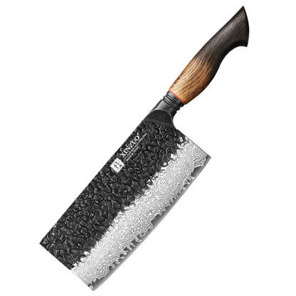 Damascus Knife Set - 67-Layer Steel with White Oak  Red G10 Handles 1-6 Pieces
